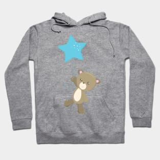 Cute Bear, Bear With Balloon, Little Bear, Star Hoodie